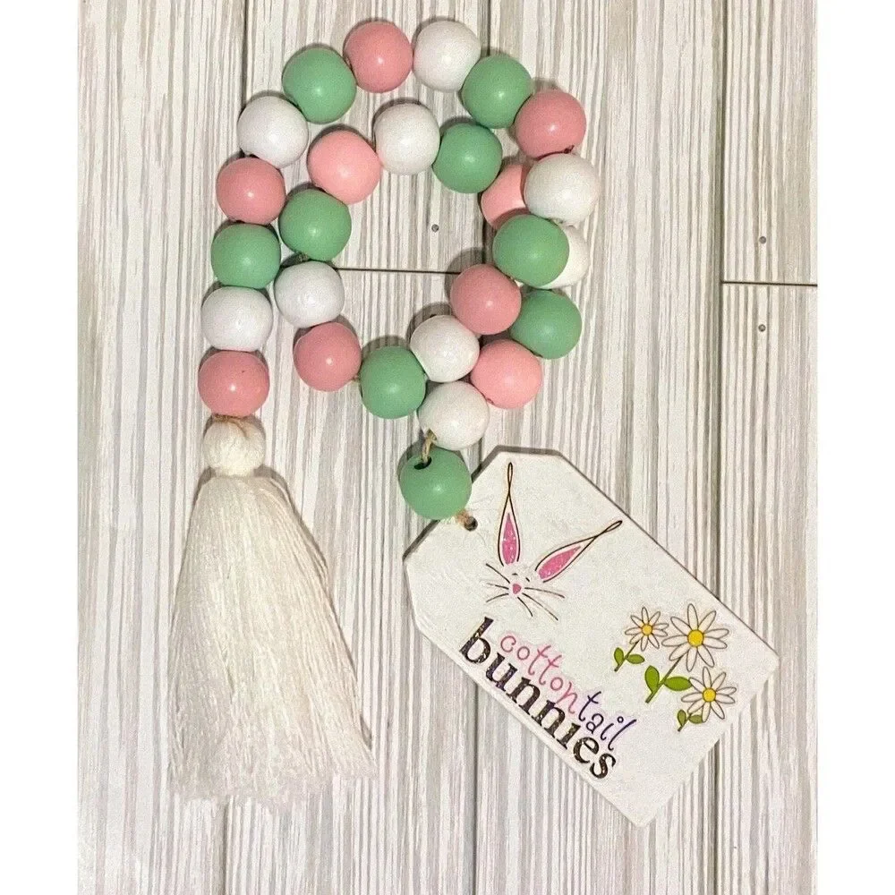Easter Beaded Garland: Cottontail Bunnies Tier Tray Decor